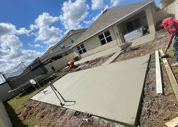 Additional concrete and artificial grass
