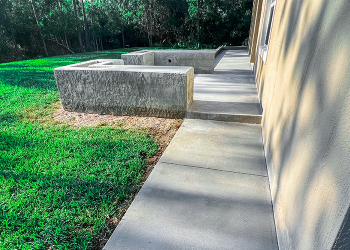 Concrete block and stucco
