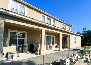 Concrete block and stucco