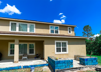 Concrete block and stucco